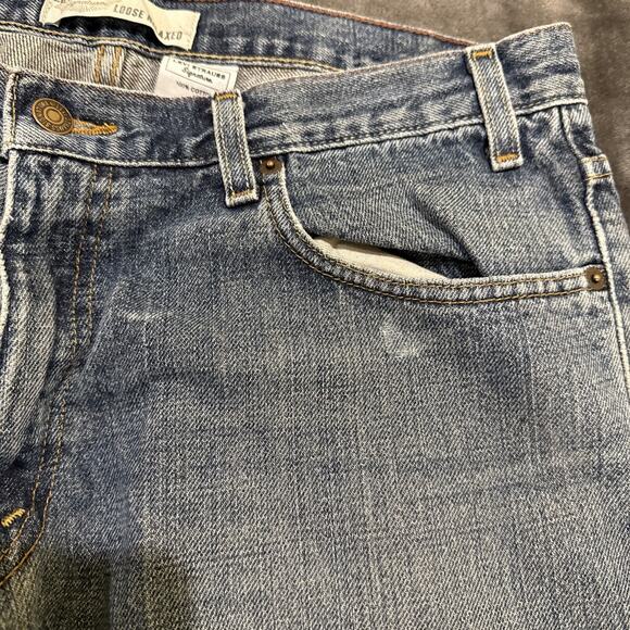 Levis Strauss Signature Jeans Mens 36x32 Blue Denim Relaxed Fit Straight Leg - Picture 3 of 14